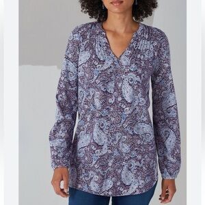 J Jill Pure Jill Pintucked Knit Tunic In Dark Purple